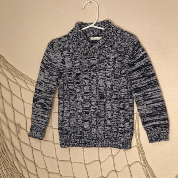 CRAZY 8 Boy's Blue & White Marled Cable Knit Collared Sweater 18-24 months - Picture 1 of 8